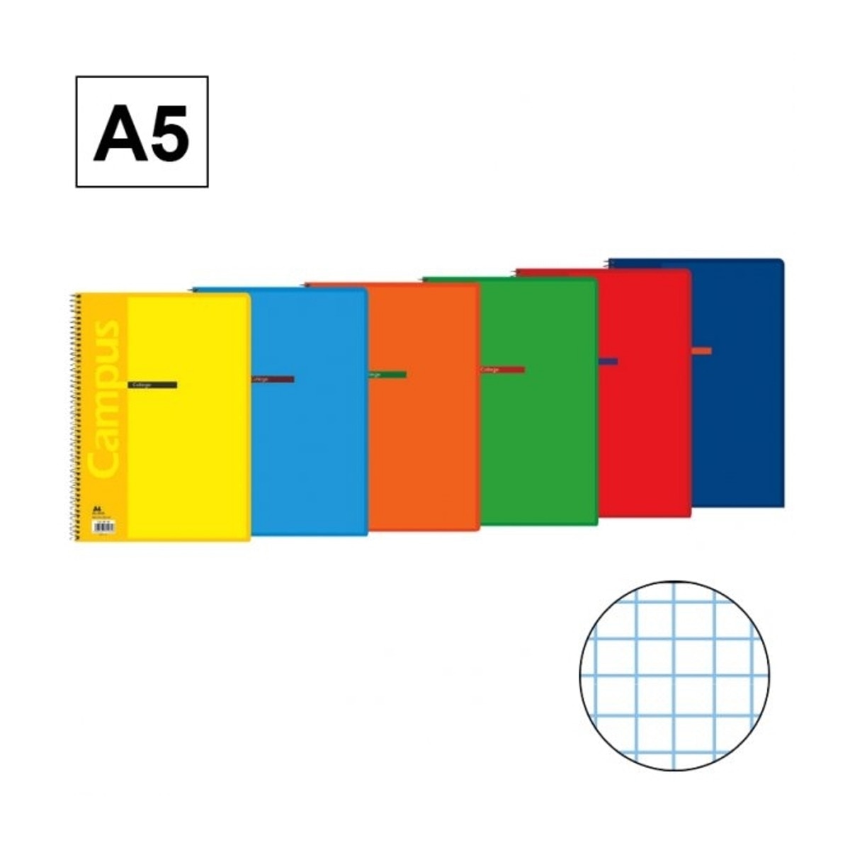 Caderno A5 em Espiral de Capa Dura Quadriculado Campus 1