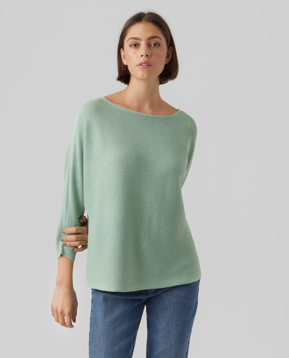 Pull à manches 3/4 et encolure bateau