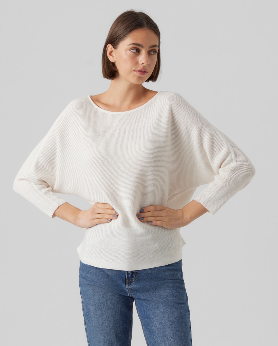 Pull à manches 3/4 et encolure bateau