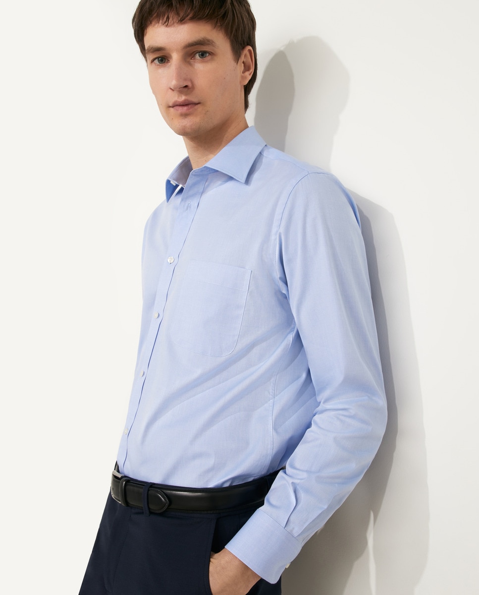 Camisa Classic Fit Clássico Estrutura Padrão Clássico Azul Céu-1