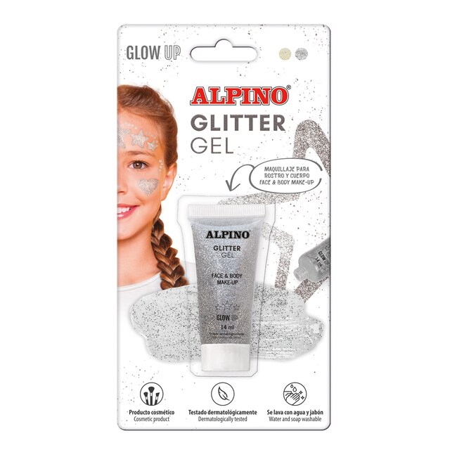 Imagen 0 de Blister maquillaje gel transparente con purpurina glitter Alpino plata