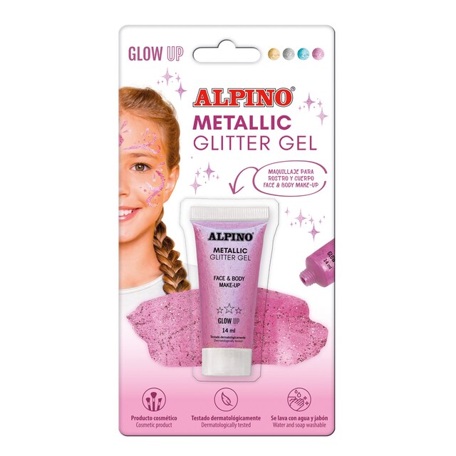 Imagen 0 de Blister maquillaje gel transparente con purpurina glitter Alpino rosa