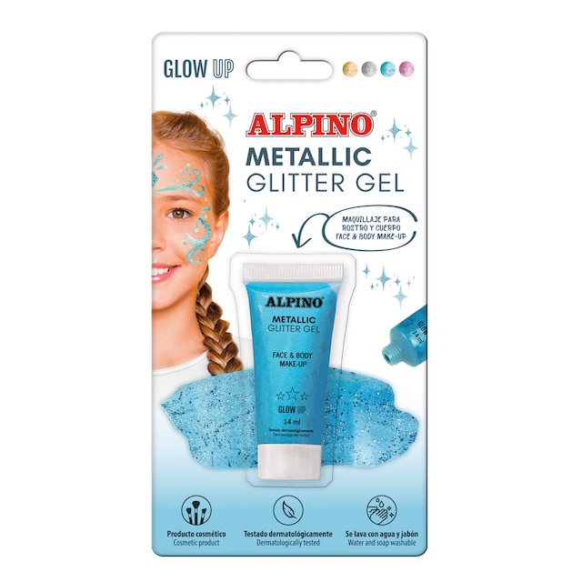 Imagen 0 de Blister maquillaje gel transparente con purpurina glitter Alpino azul