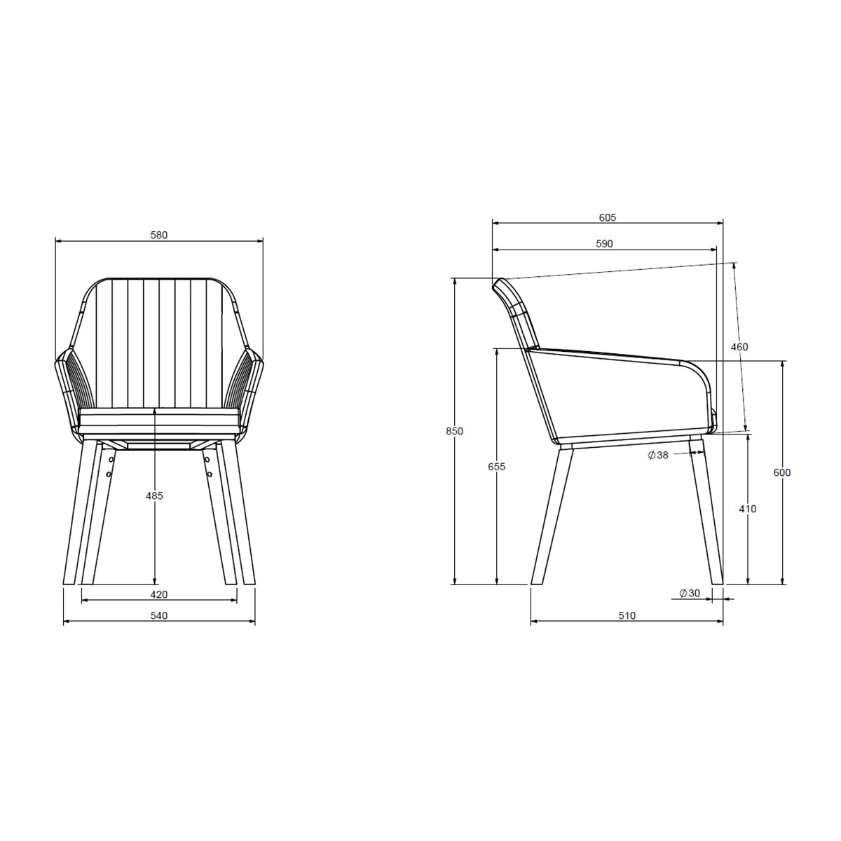 Cadeirão de mesa de refeições Toronto Cinzento-8