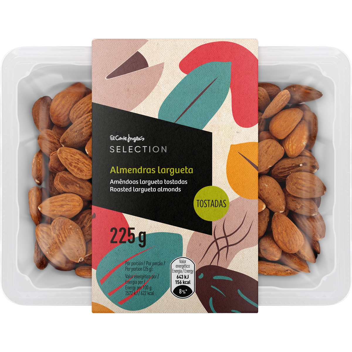 almendras largueta tostadas sin sal tarrina 225 g