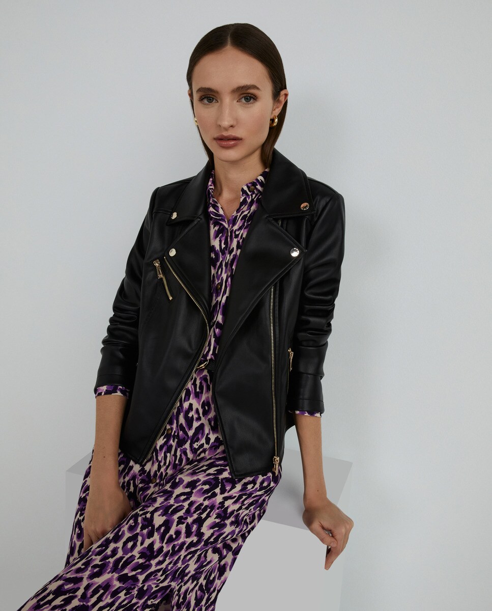 Blouson biker à fermeture zippé