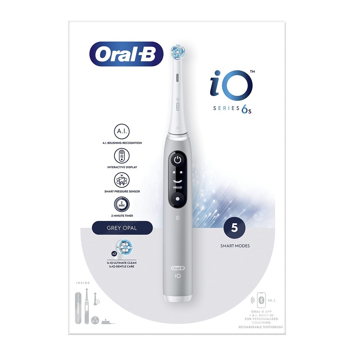 Escova de Dentes Elétrica Oral-B Braun iO 6 S com 5 Modos de Limpeza - Cinzento Cinzento-3