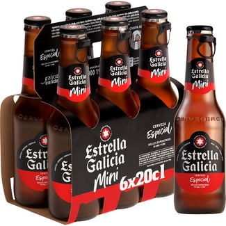 Mini cerveza rubia Especial pack 6 botellas 20 cl - Estrella Galicia