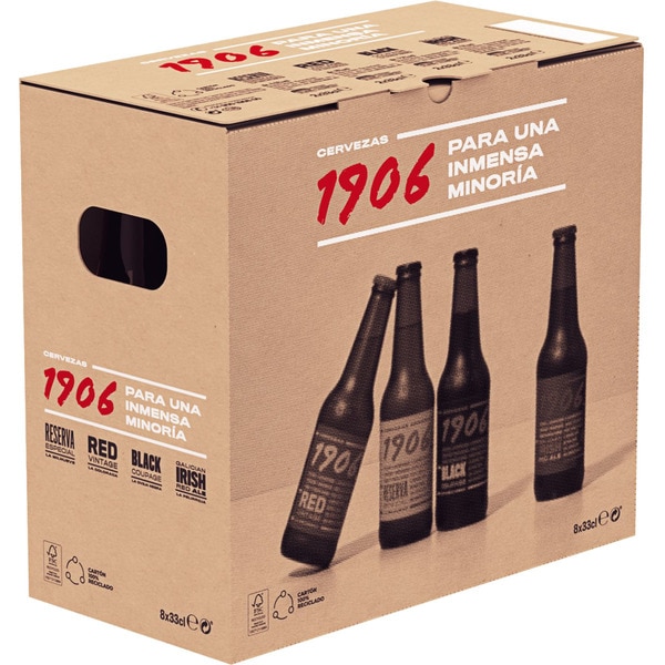 Spezialbier 4 Sorten 8er-Schuber Flaschen 33 cl (2 Reserva Especial, 2 Red Vintage, 2 Black Coupage, 2 Galician Irish Red Ale)