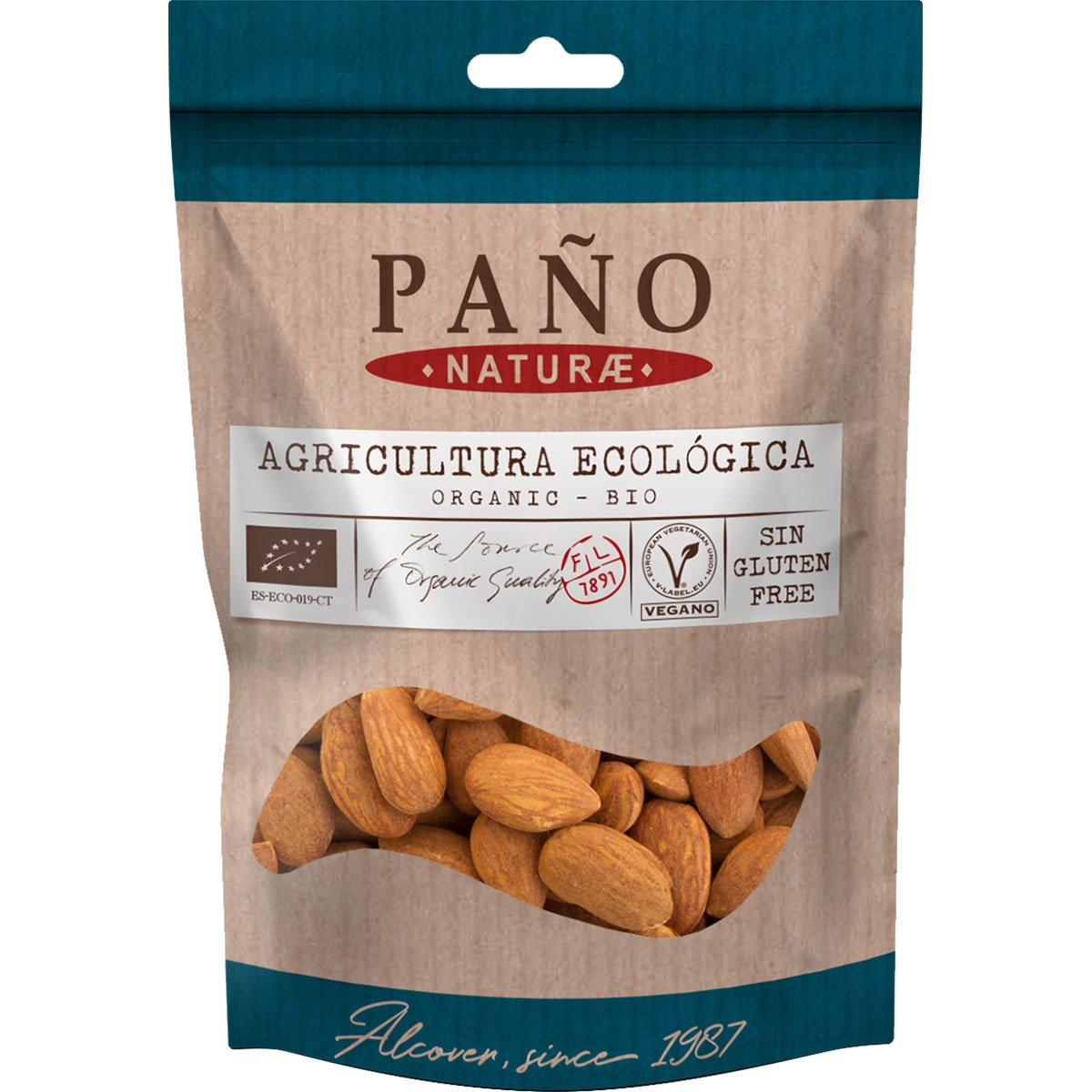almendras con piel ecológicas Sin Gluten bolsa 90 g