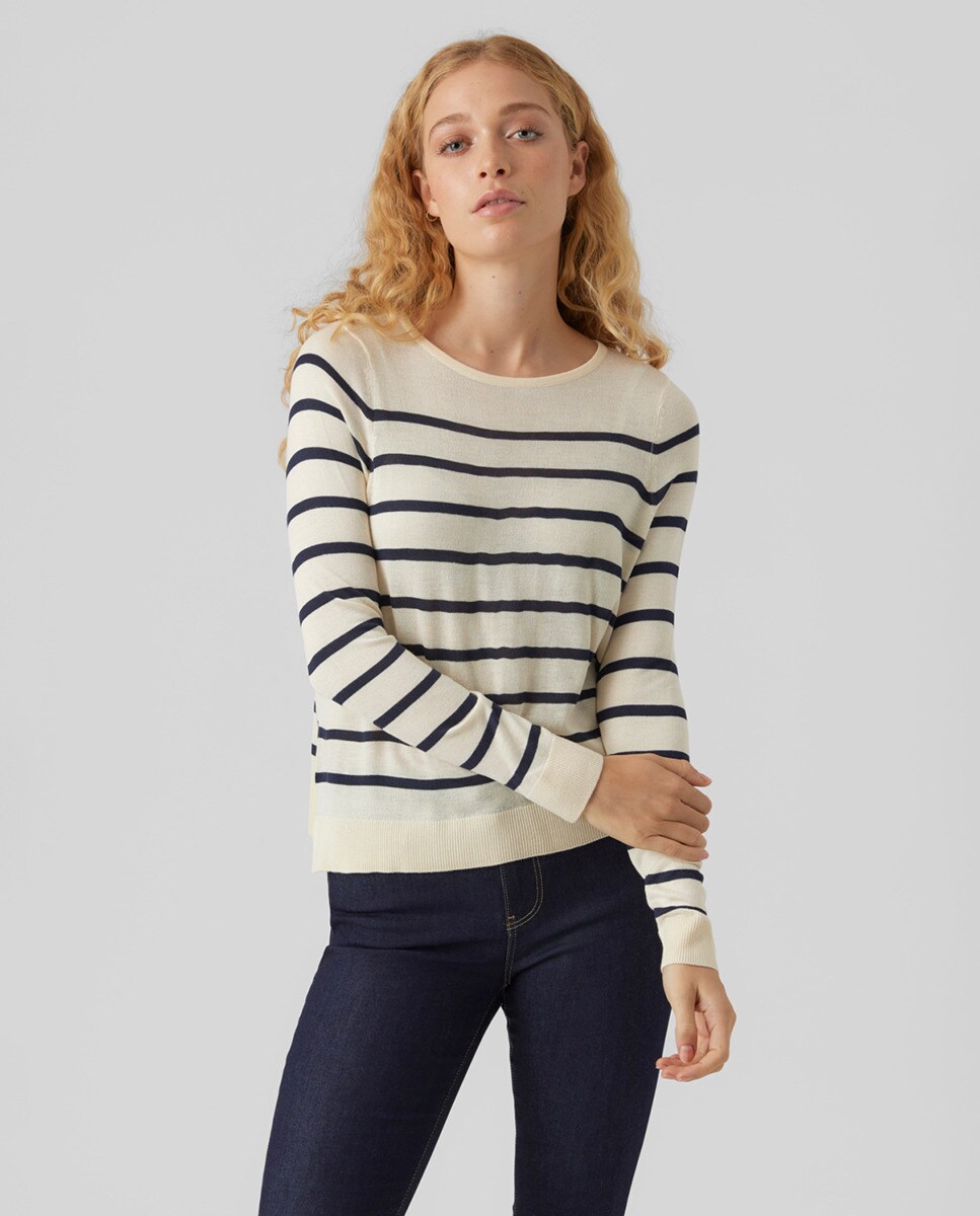 Pull à motif à manches longues et col rond