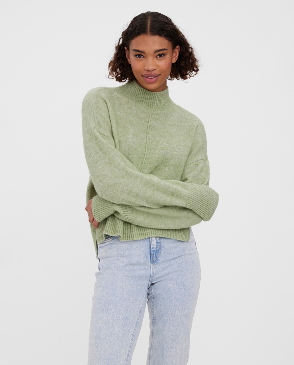 Pull à manches longues et col montant