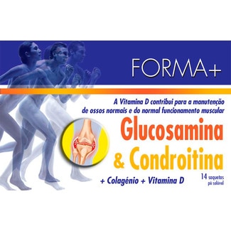 Glucosamina e Condroitina + Colagénio + Vitamina D embalagem 14 saquetas - Forma +