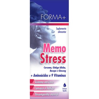 Memo Stress Curcuma, Ginkgo Biloba, Bacopa e Giseng + Aminoácidos e 9 Vitaminas embalagem 250 ml - Forma +