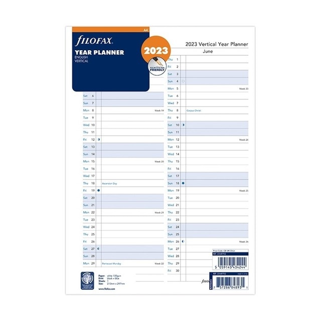 Imagem 0 de Filofax Recarga A4 para Organizador 2023, Inglês