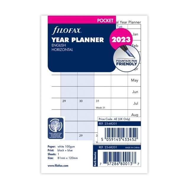 Imagem 0 de Filofax Recarga para Organizador 2023, Inglês