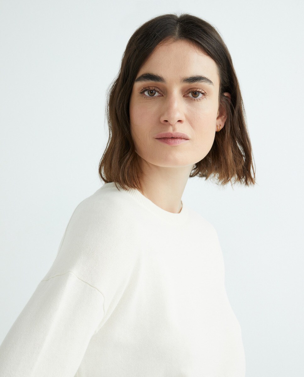 Jersey mujer básico algodón sostenible Crudo-3