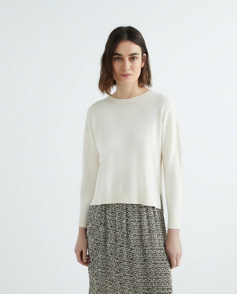 Jersey mujer básico algodón sostenible Crudo-1