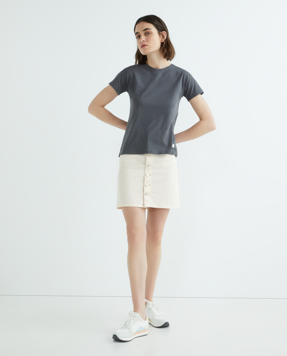 Camiseta básica mujer algodón Gris oscuro-2