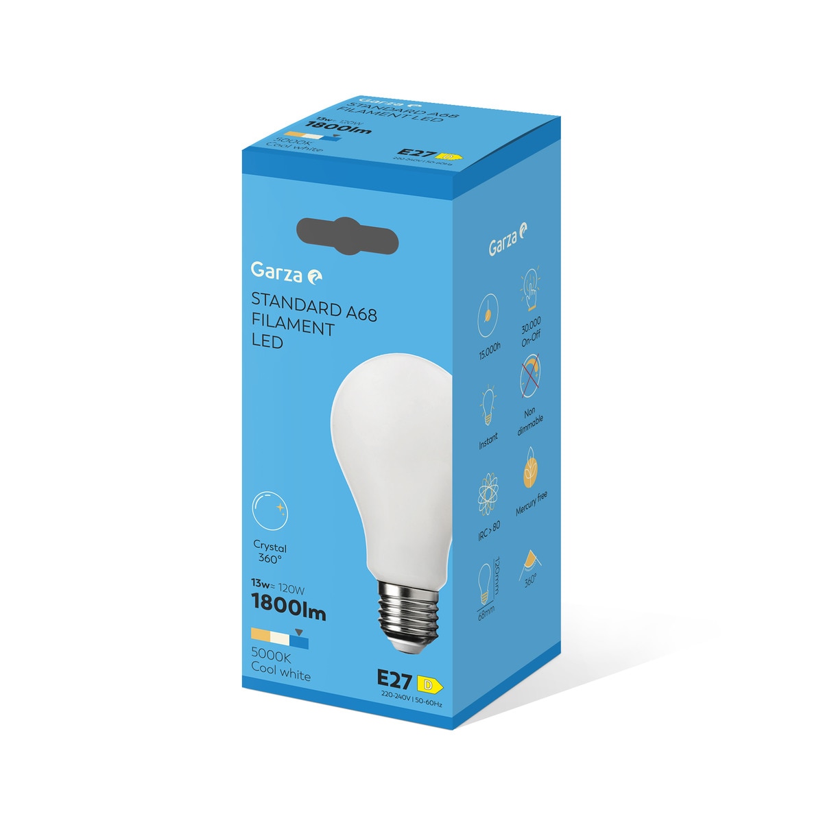 Bombilla LED Filamento Opal Estándar E27 13 W 5000 K 2