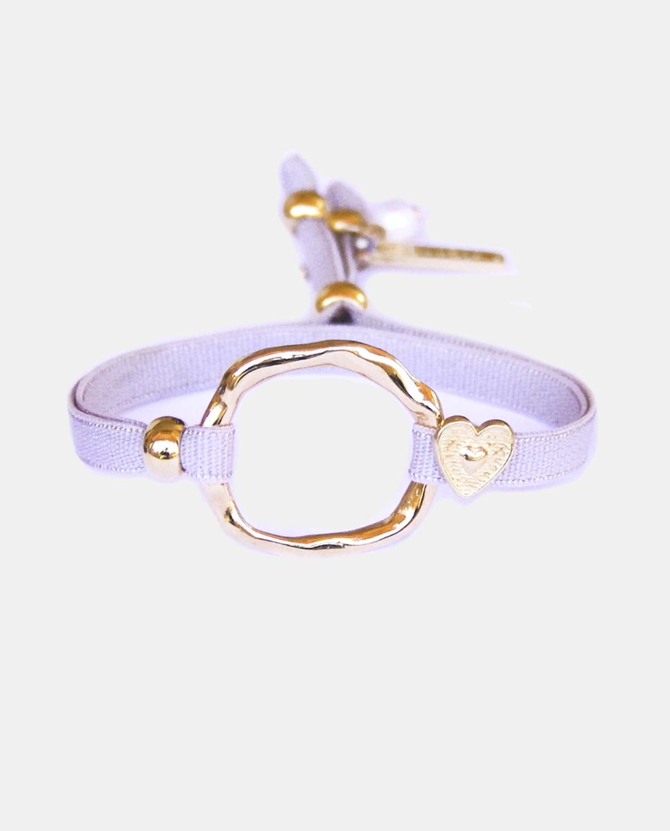 Pulsera rosa con aro labrado Rosa-1