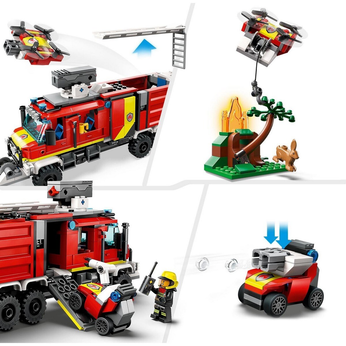 Camião dos bombeiros com drones terrestres e aéreos Lego City 5
