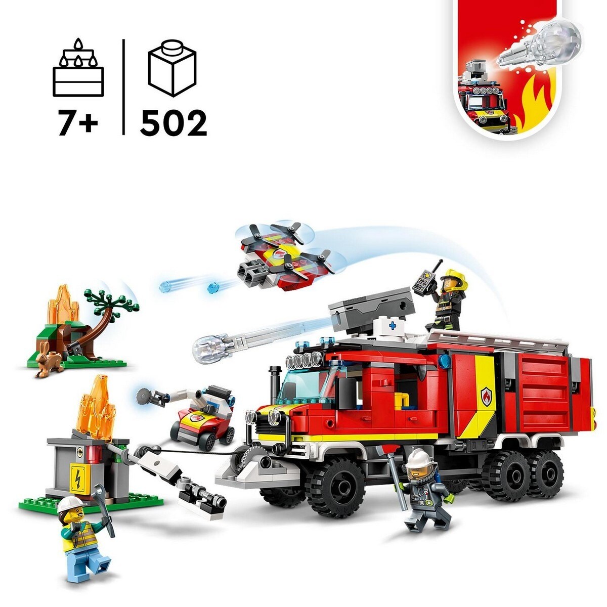 Camião dos bombeiros com drones terrestres e aéreos Lego City 3
