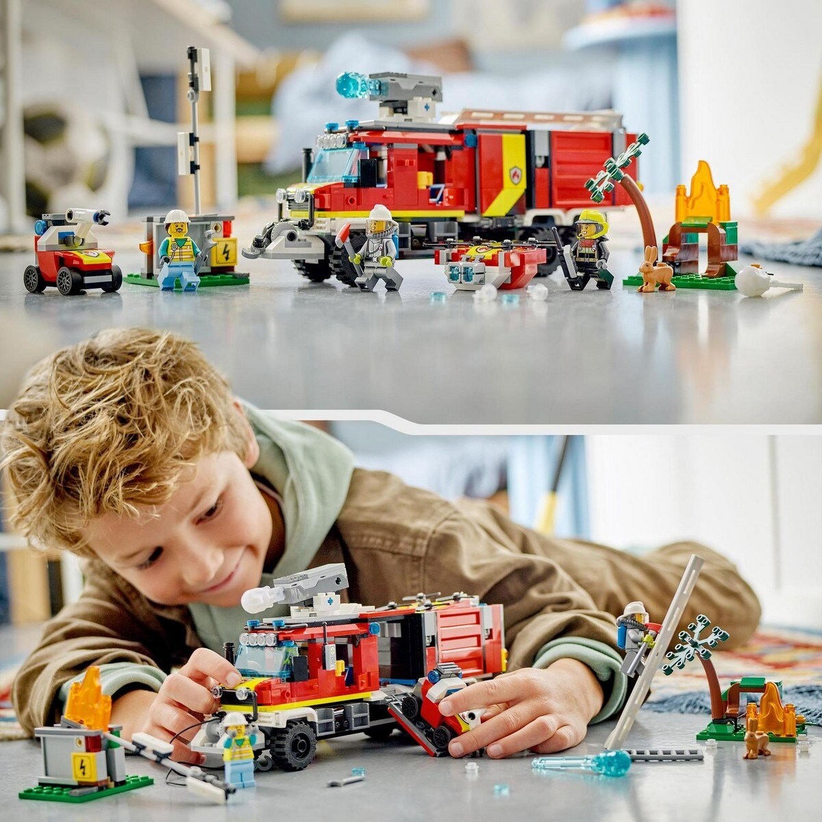 Camião dos bombeiros com drones terrestres e aéreos Lego City 2