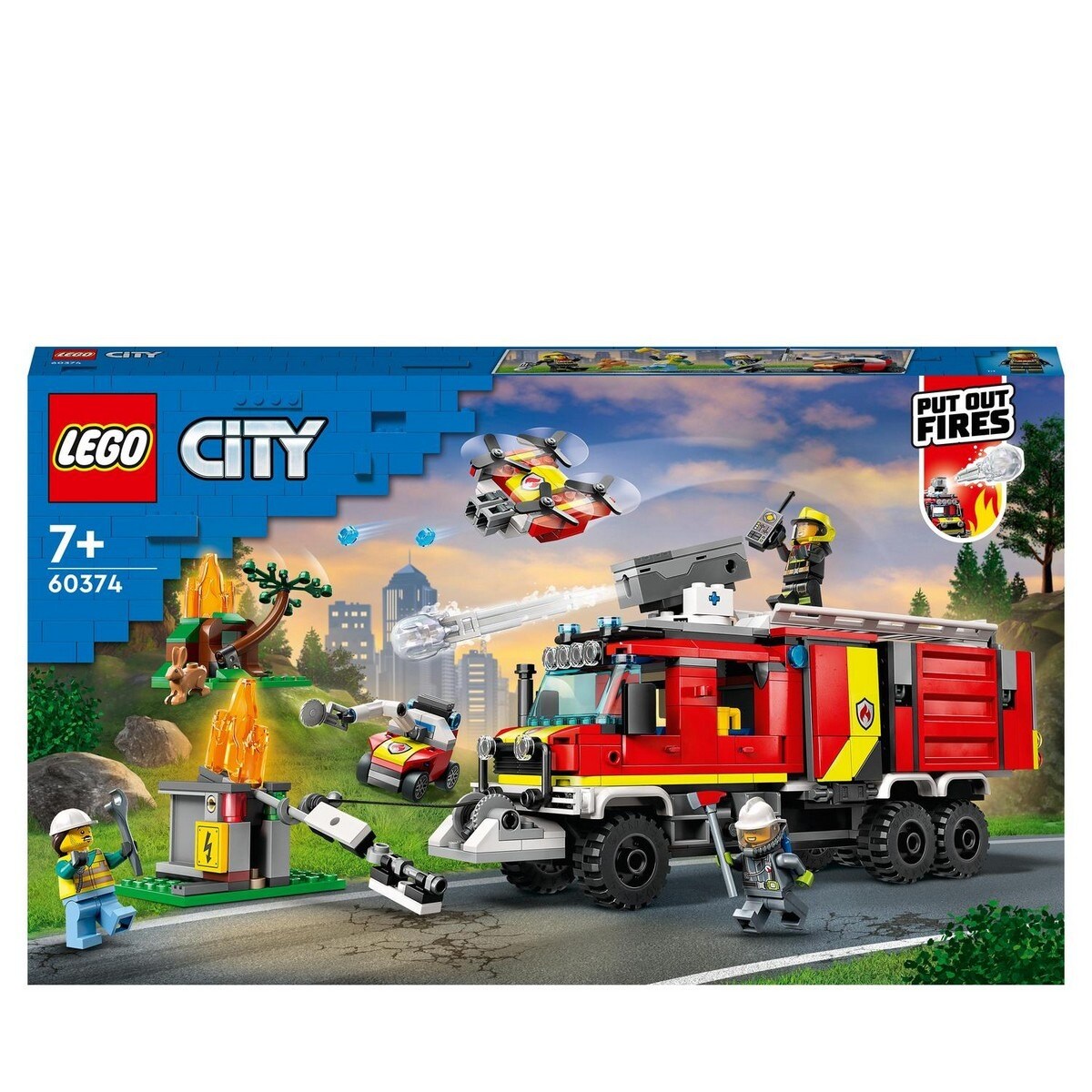 Camião dos bombeiros com drones terrestres e aéreos Lego City 1