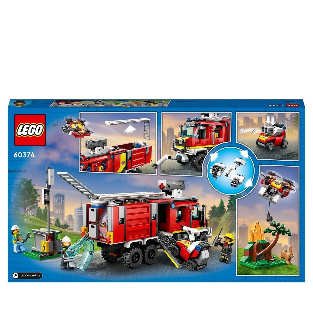 Camião dos bombeiros com drones terrestres e aéreos Lego City 8