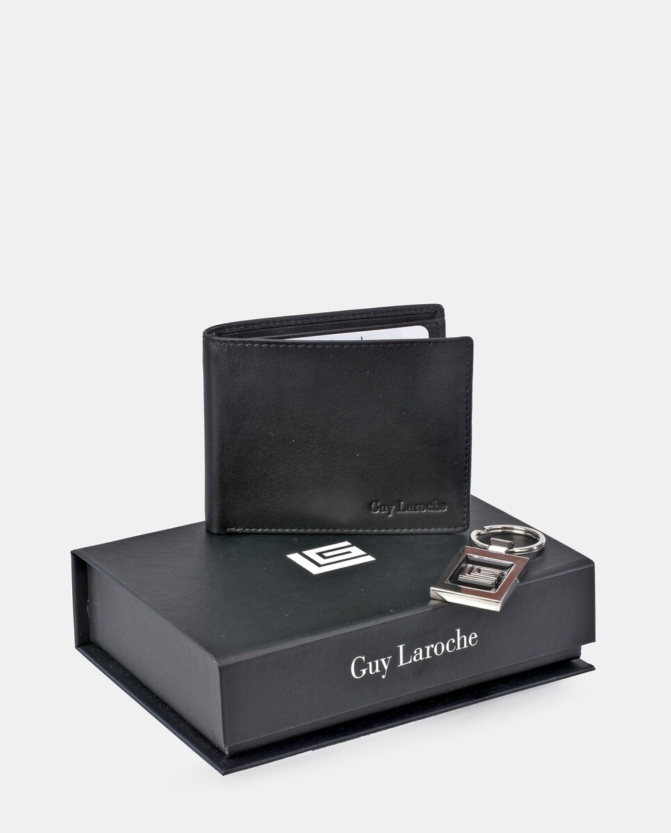 Ensemble pochette et porteclés métallique