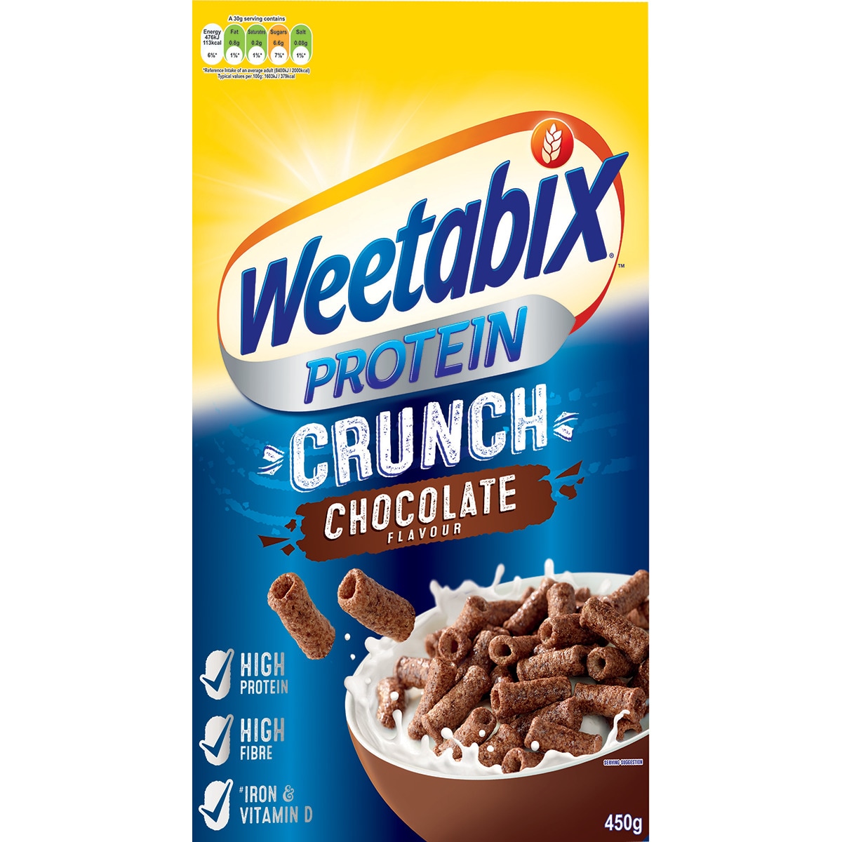 Cereais de Proteína com Chocolate Crunch embalagem| 450 g