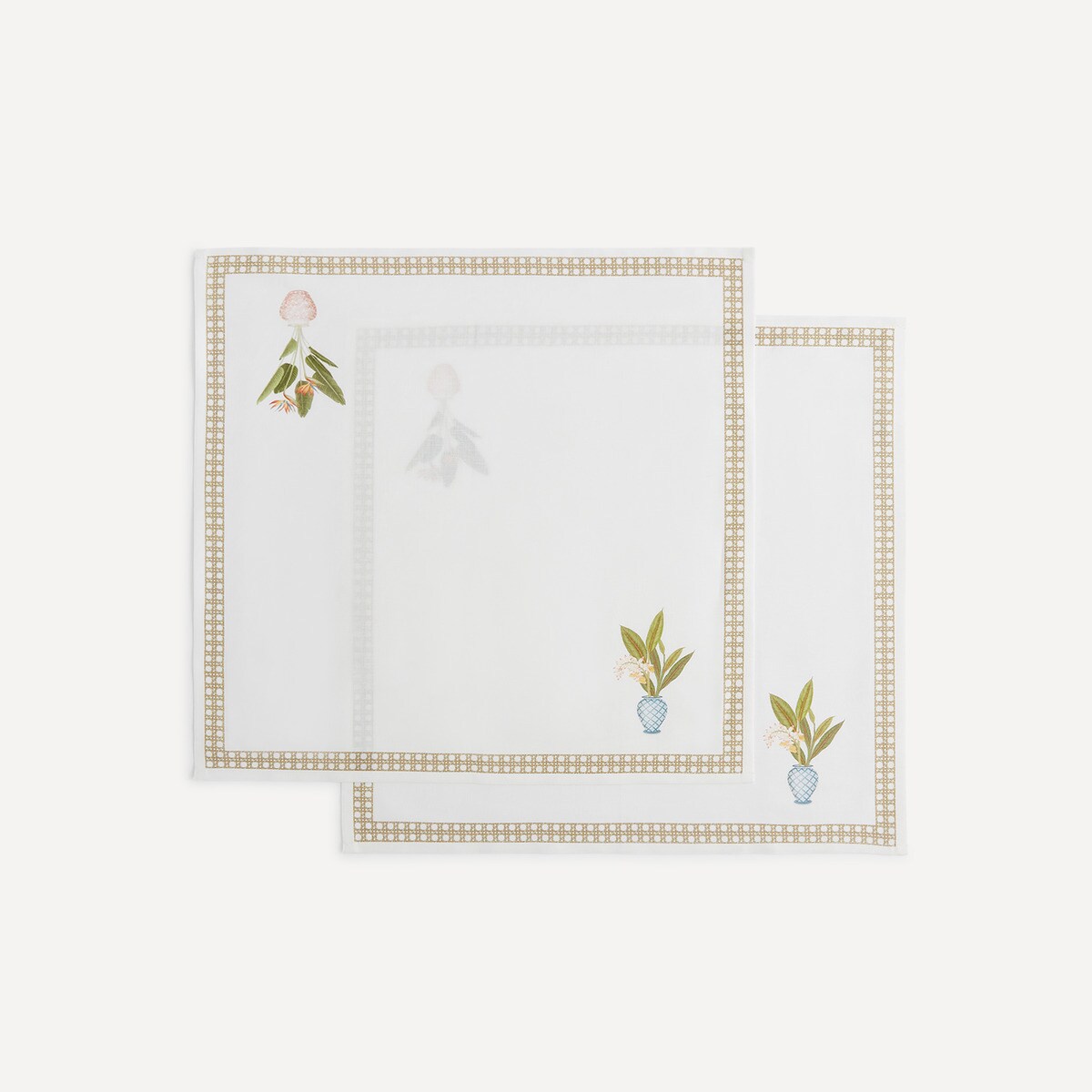 Lot de 2 serviettes de table et lin Vases