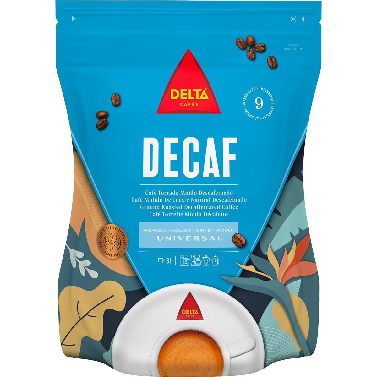 Café Torrado Moído Descafeinado Moagem Universal embalagem 220 g