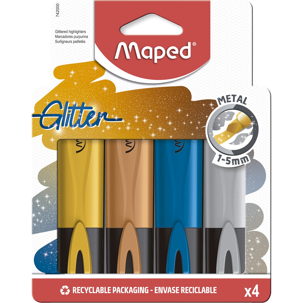 Pack 4 Marcadores Metalizados con Glitter Maped Multicolor Multicolor-4
