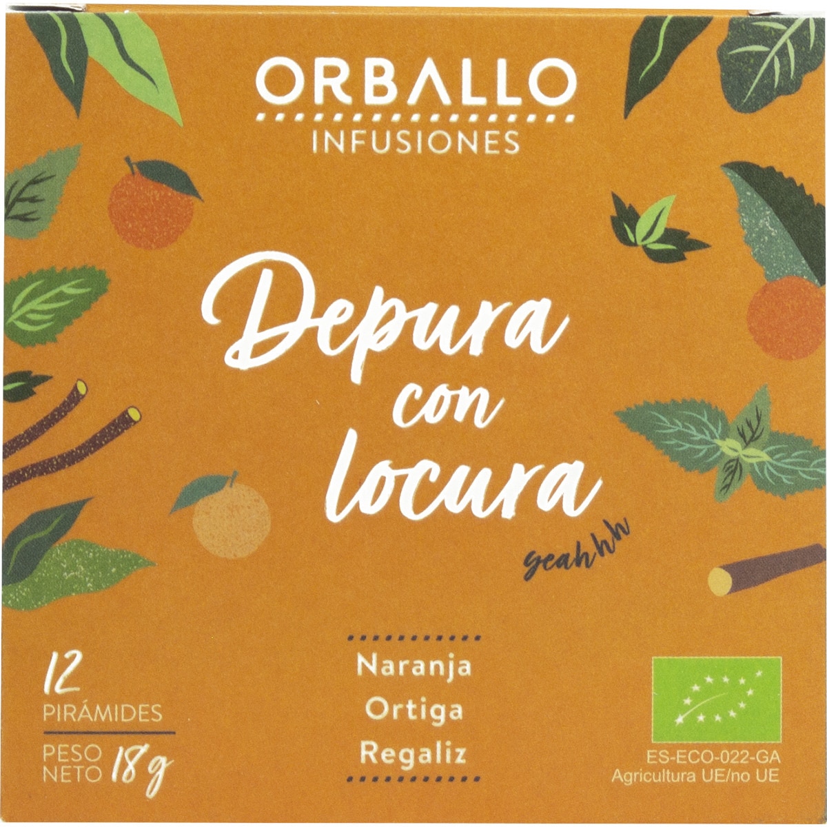 Depura con Locura infusión ecológica con naranja, ortiga y regaliz estuche 12 pirámides