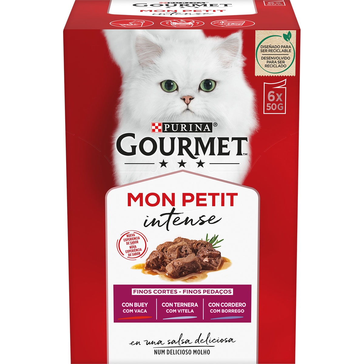 Mon Petit comida húmeda para gatos selección de carnes 6 sobres 50 g