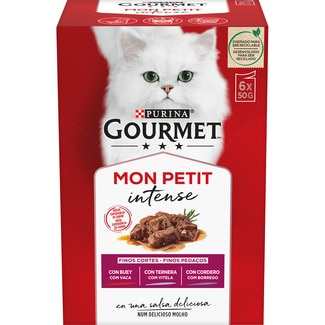 Mon Petit comida húmeda para gatos selección de carnes 6 sobres 50 g - Gourmet