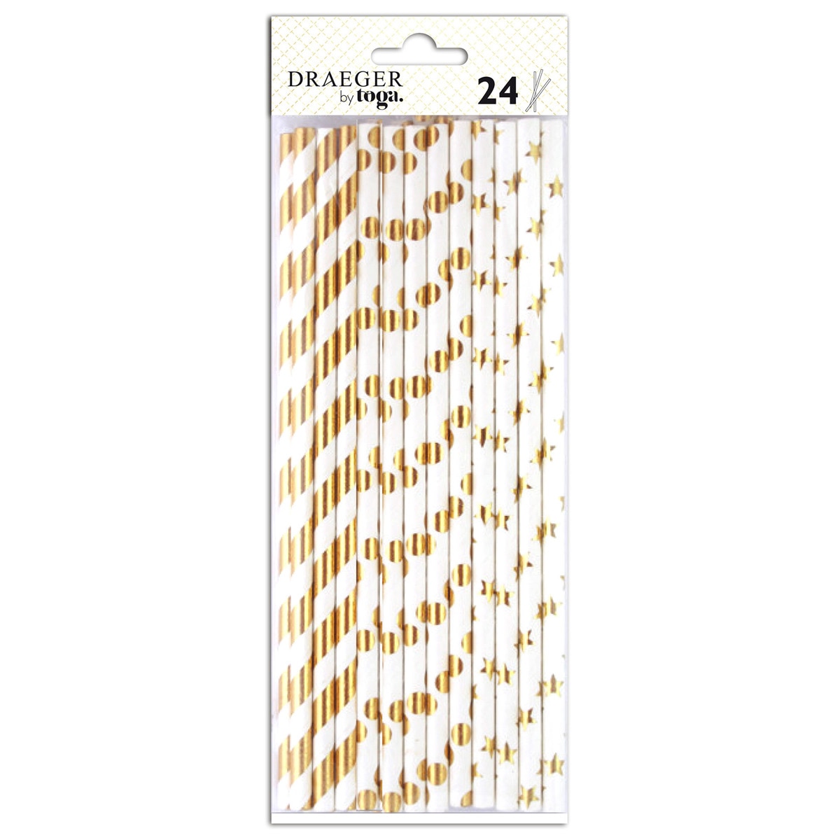 Surtido de 24 Pajitas Dorado Blanco Draeger 1