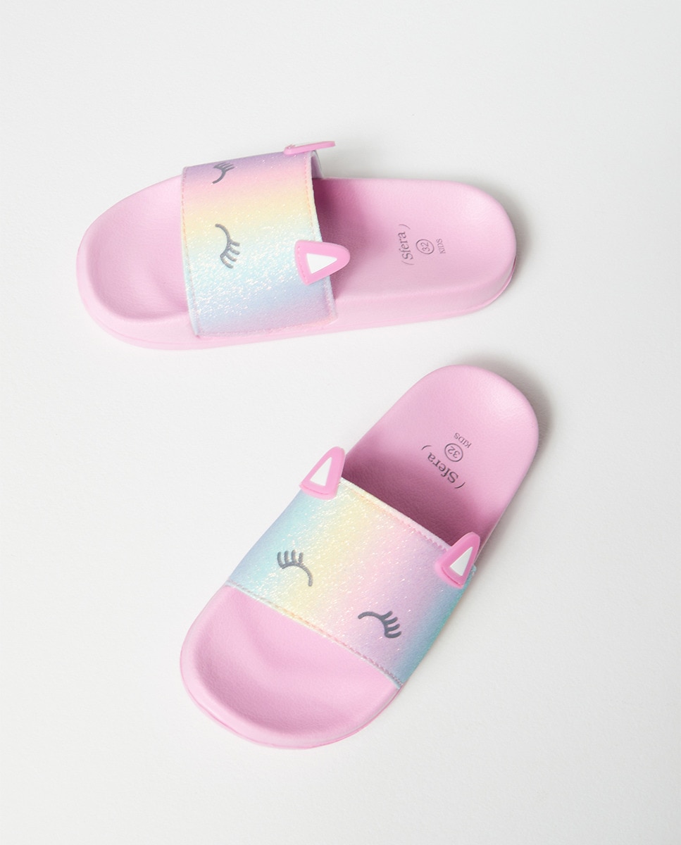 Chinelos com Pala de Unicórnio Rosa-2