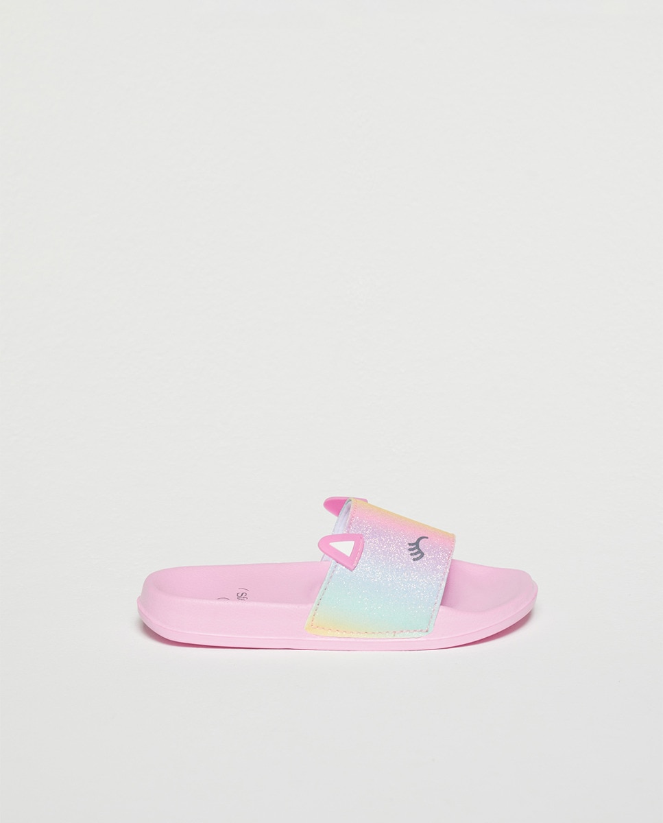 Chinelos com Pala de Unicórnio Rosa-1