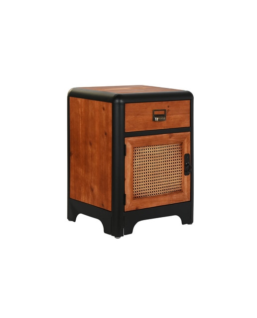 Imagen 0 de Mesita de noche abeto metal 48x40x62 marrón oscuro