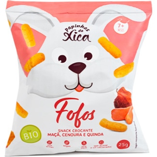 Snack Crocante de Maçã, Cenoura e Quinoa Vegan embalagem 25 g - Papinhas Da Xica