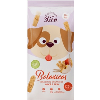 Biscoitos Orgânicos de Maçã e Pêra Bolaxicas Vegan embalagem 125 g - Papinhas Da Xica