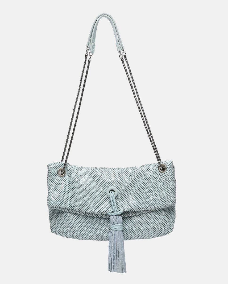 Sac à bandoulière turquoise en maille métallique