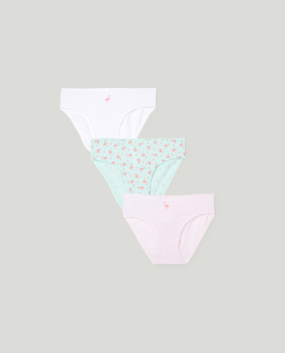 Lot de trois petites culottes ornées de flamants
