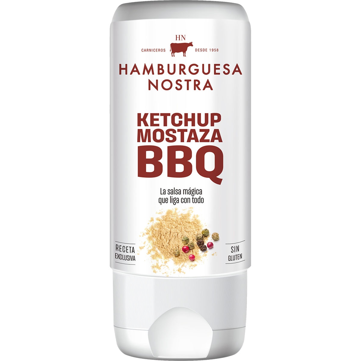 salsa HN ketchup, mostaza y barbacoa sin gluten envase 180 ml