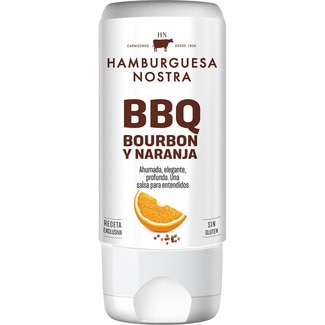 salsa HN BBQ Bourbon y naranja sin gluten envase 180 ml - Hamburguesa Nostra