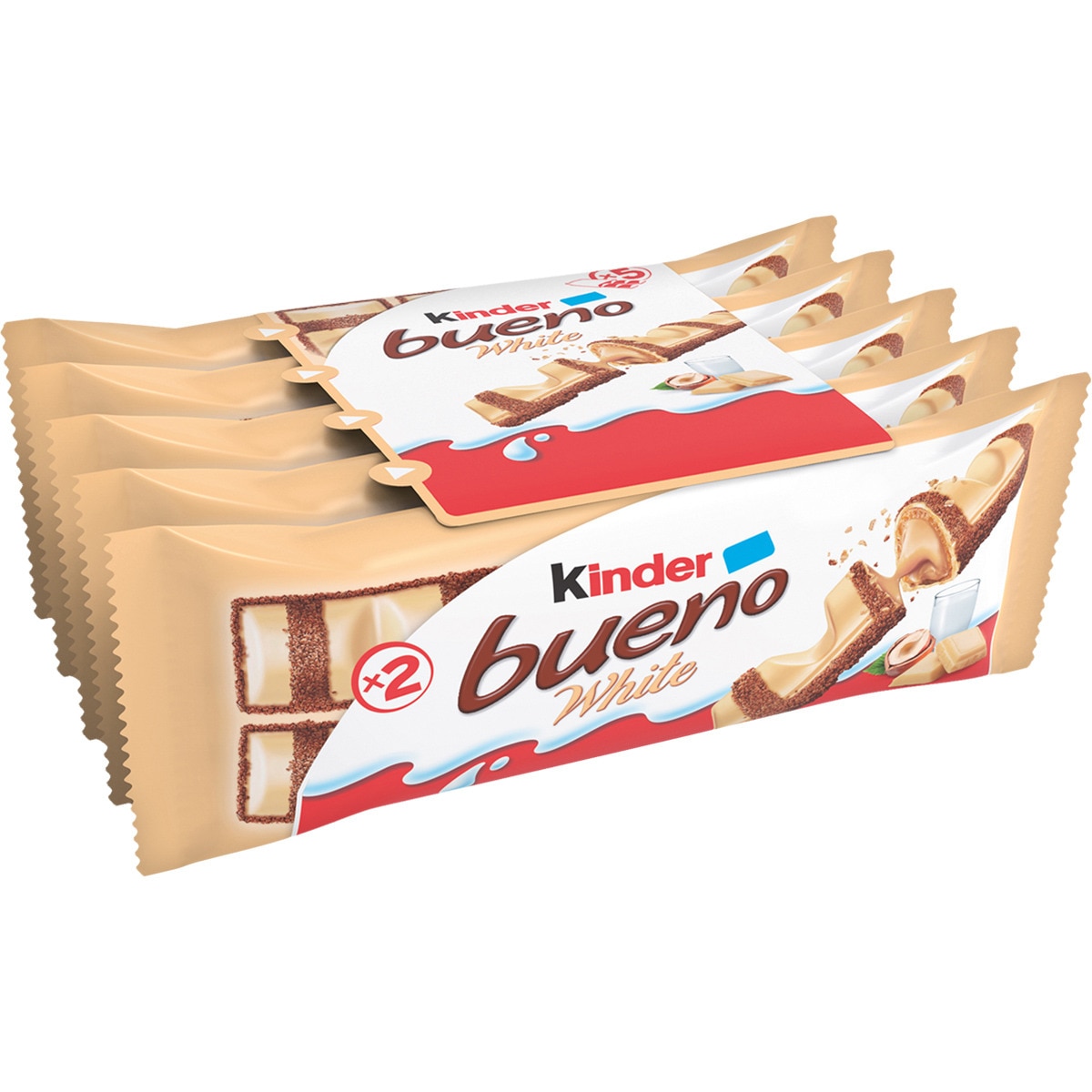 White barritas de chocolate blanco y avellanas pack 5 x 2 envase 195 g