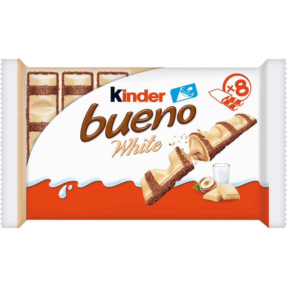 White barritas de chocolate blanco y avellanas 8 x 2 unidades envase 312 g